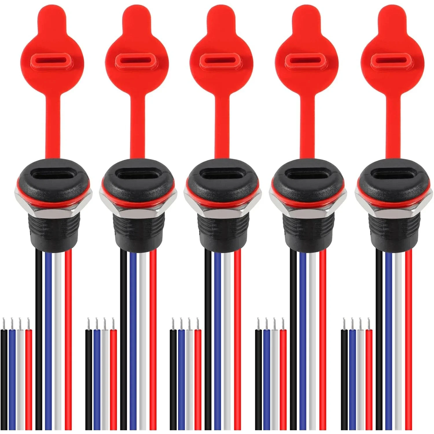 5 pièces 4Pin prise de charge femelle connecteur adaptateur USB type-c Port Interface de charge prise femelle Type C 3A étanche