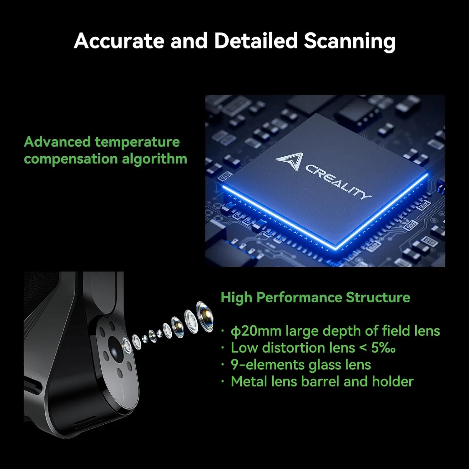 Creality 3D Scanner CR-Scan Raptor 3D Scanner Hybrid Blue Laser & NIR Maximum 0.02mm Accuracy for iOS Mac Windows Android