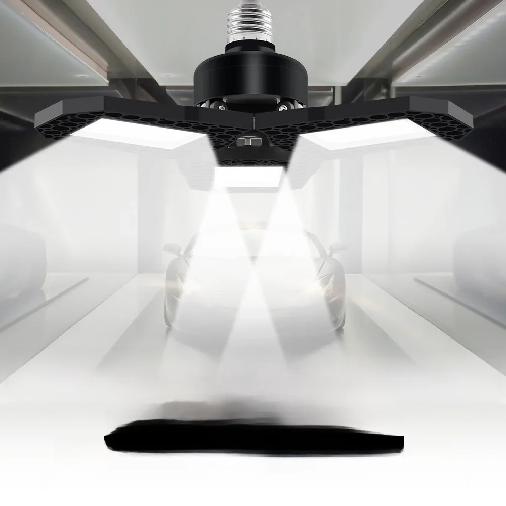 E27 220V LED Garage Light Folding Deformable Bulb E26 110V 40W 60W 80W For Home Warehouse Basement Workshop Lamp Cold/Warm White