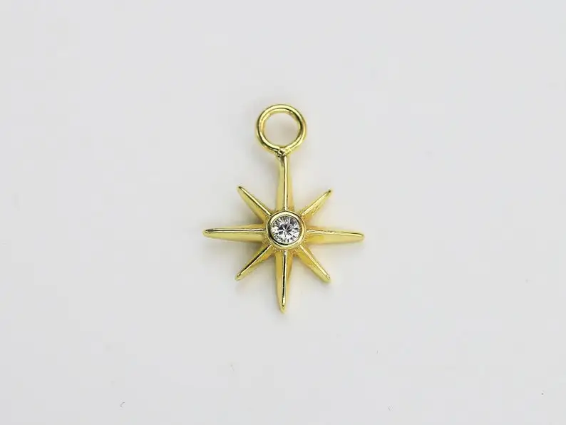 

6pcs North Star Earrings, Detachable Brass Charm, Real Gold plated, Earring Accessories, Interchangeable Jewelry Charm - G1024