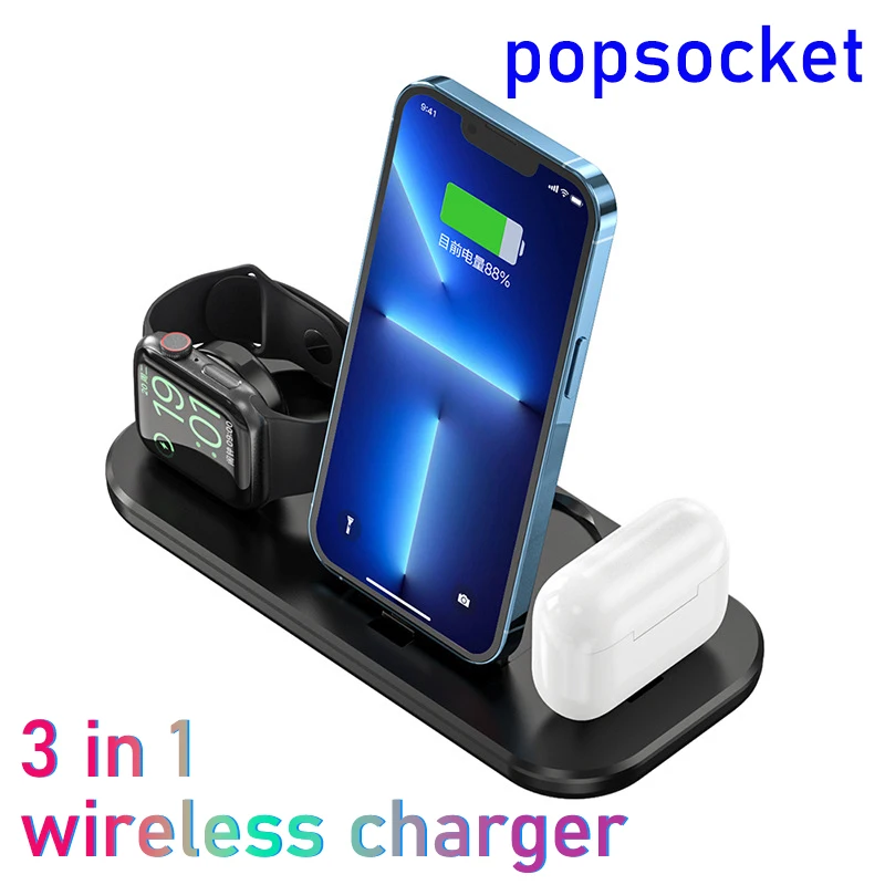 

3 IN1Lightning HUB magsafe popsocket magnetic wireless charging stand mobile phone accessories for apple iPhone AirPods iWatch