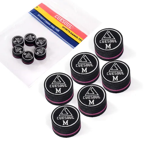 CUESOUL 6 unids/set 14MM punta de taco de billar de gamuza de cerdo horneado y punta de taco de billar