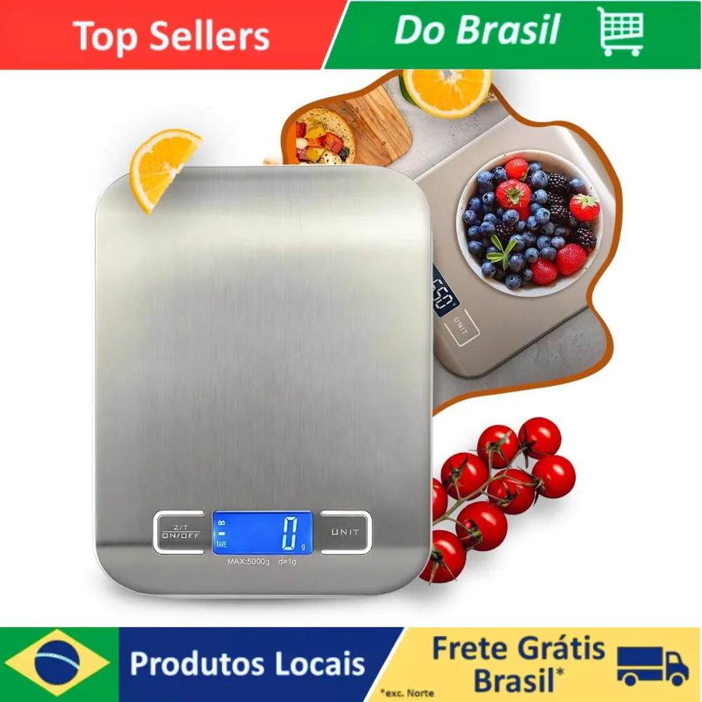 High Precision Digital Kitchen Scale 0,1 up to 10kg in Stainless Steel