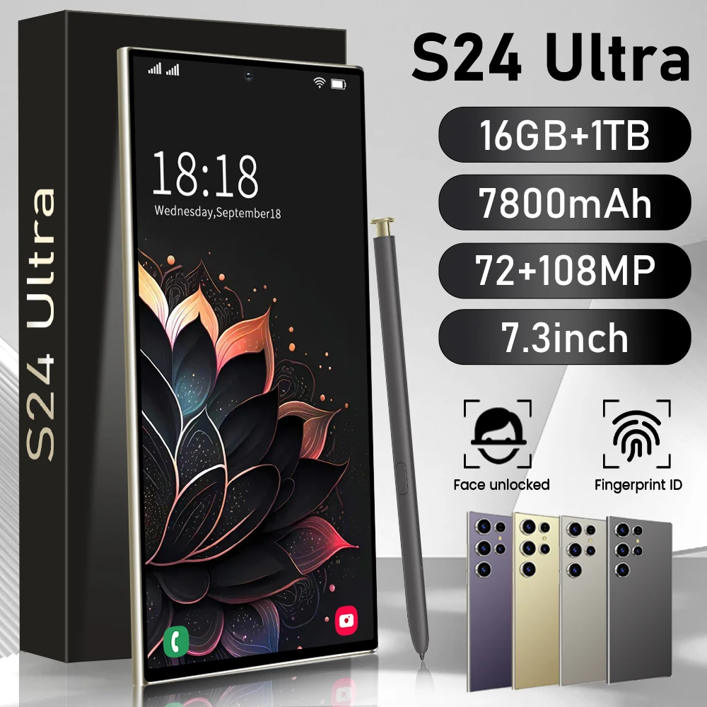 

S24 Ultra Cellphones Original Smartphone 5G Dual SIM Android 14 Cell Phone Global Version Snapdragon 8 gen 3 Smart Mobile Phones