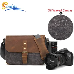 Outdoor Photography Bag DSLR Camera Retro Waterproof Canvas With Cowhide Camera Bag Micro One Shoulder Bag For Canon Nikon Lens