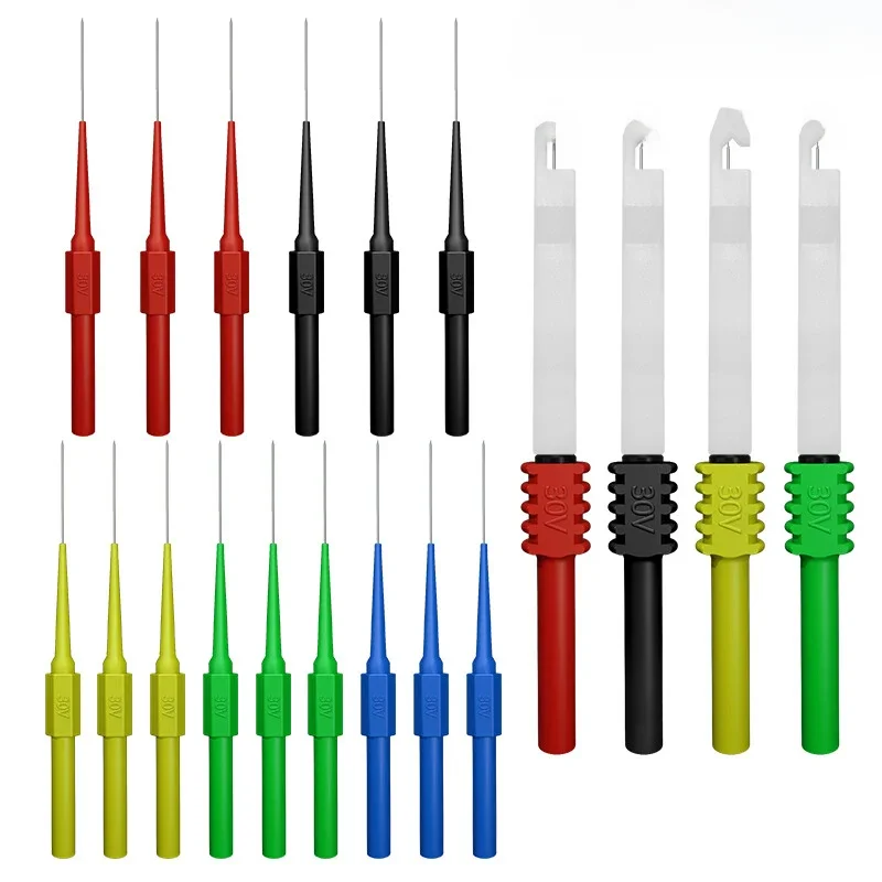 Broches de sonde de Test multimètre de voiture 30V, fil d'isolation en acier inoxydable, pointe d'aiguille de perçage pour prise de courant