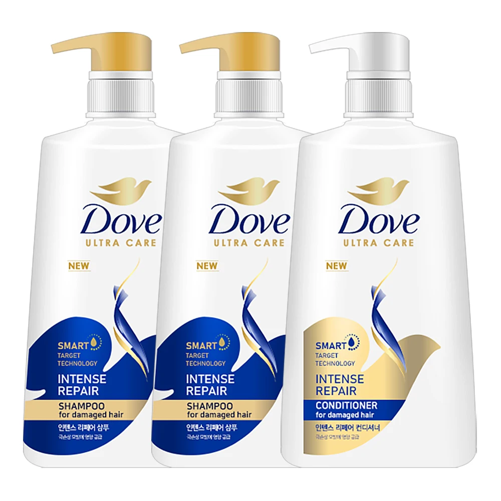 Dove intense repair shampoo x2 + juego de condeitioner (total de 3 botellas) para cabello dañado, AL0131