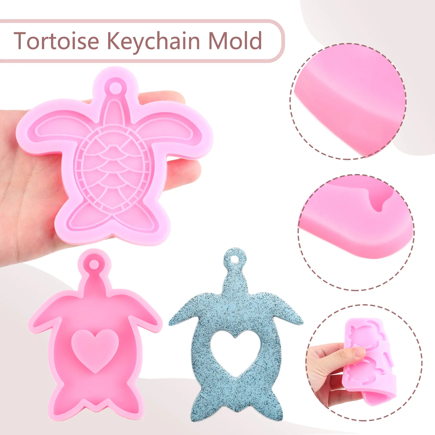 Sea Turtle Keychain Silicone Resin Mold Tortoise Epoxy Resin Casting Molds DIY Crafts Making Mould Jewelry Pendant Moulds