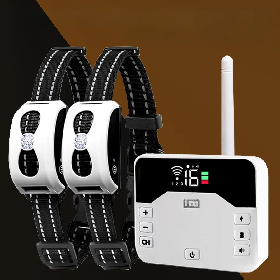 Système de clôture électronique sans fil 2 en 1 pour chien et collier d'entraînement à distance, bip, choc, vibrations et confinement pour animaux de compagnie, pour chiots de toutes tailles