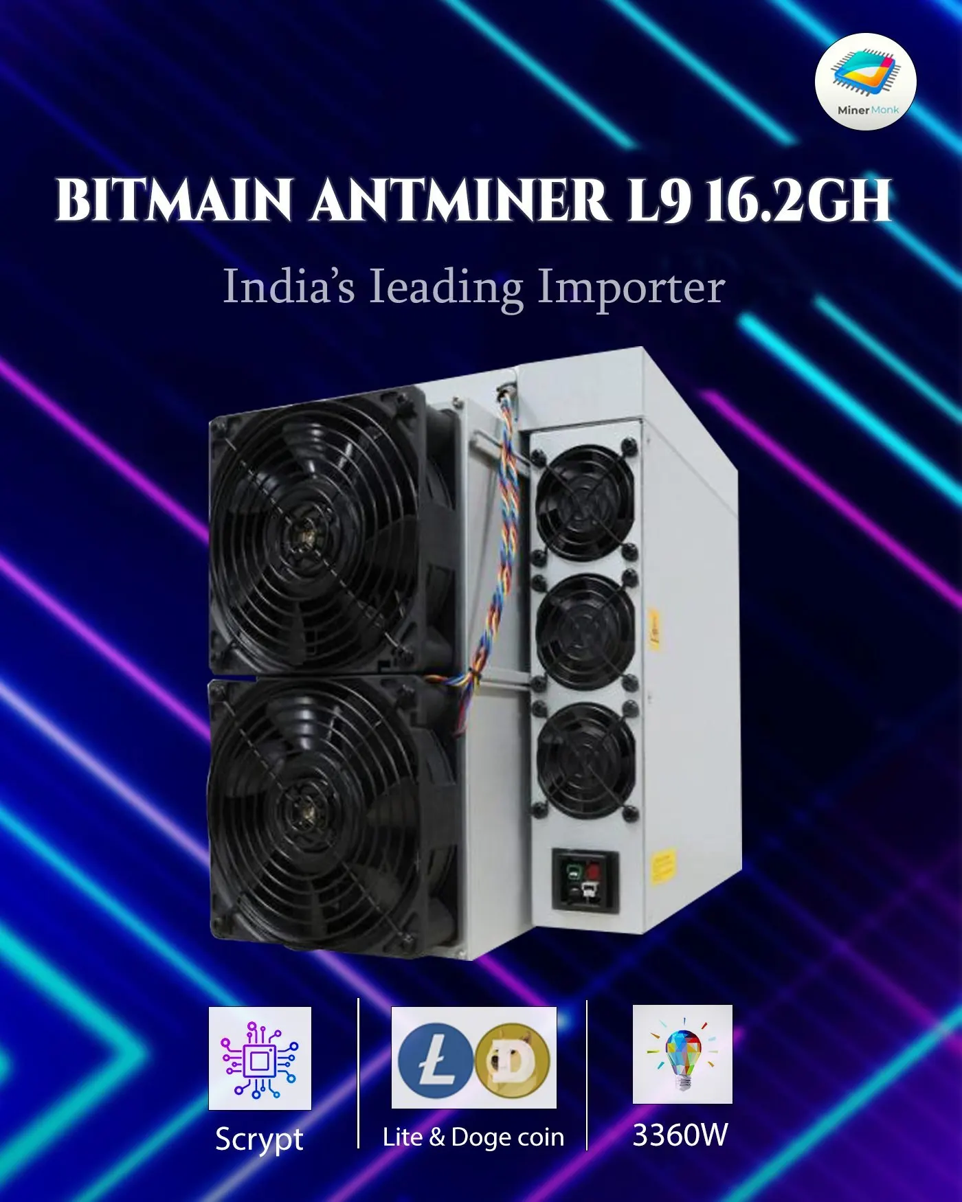 AF شراء جهاز تعدين العملات المعدنية BITMAIN L9 17GH/S 3360W LTC/DOGE الجديد...