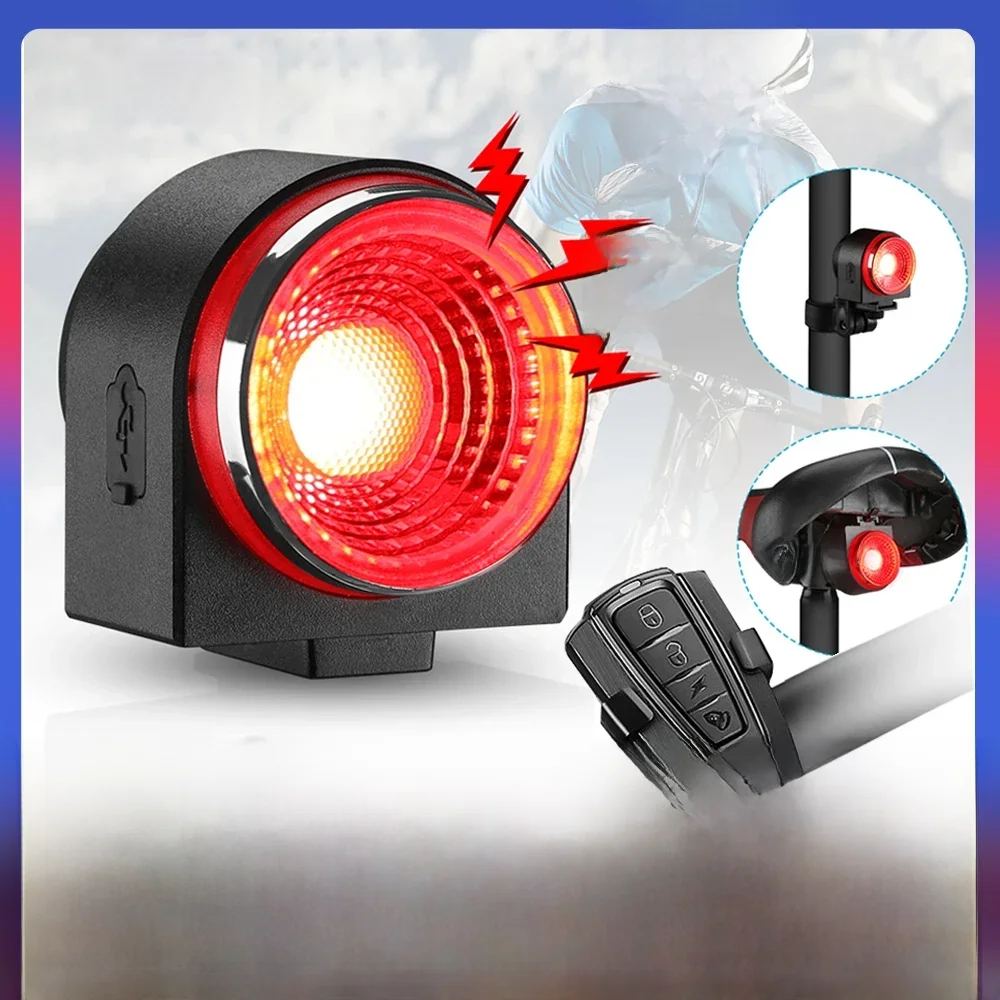 AliExpress A8Pro Bicycle Alarm Taillight Smart Brake Sensing Light Wireless Remote Control Rechargeable Bike Rear Lamp