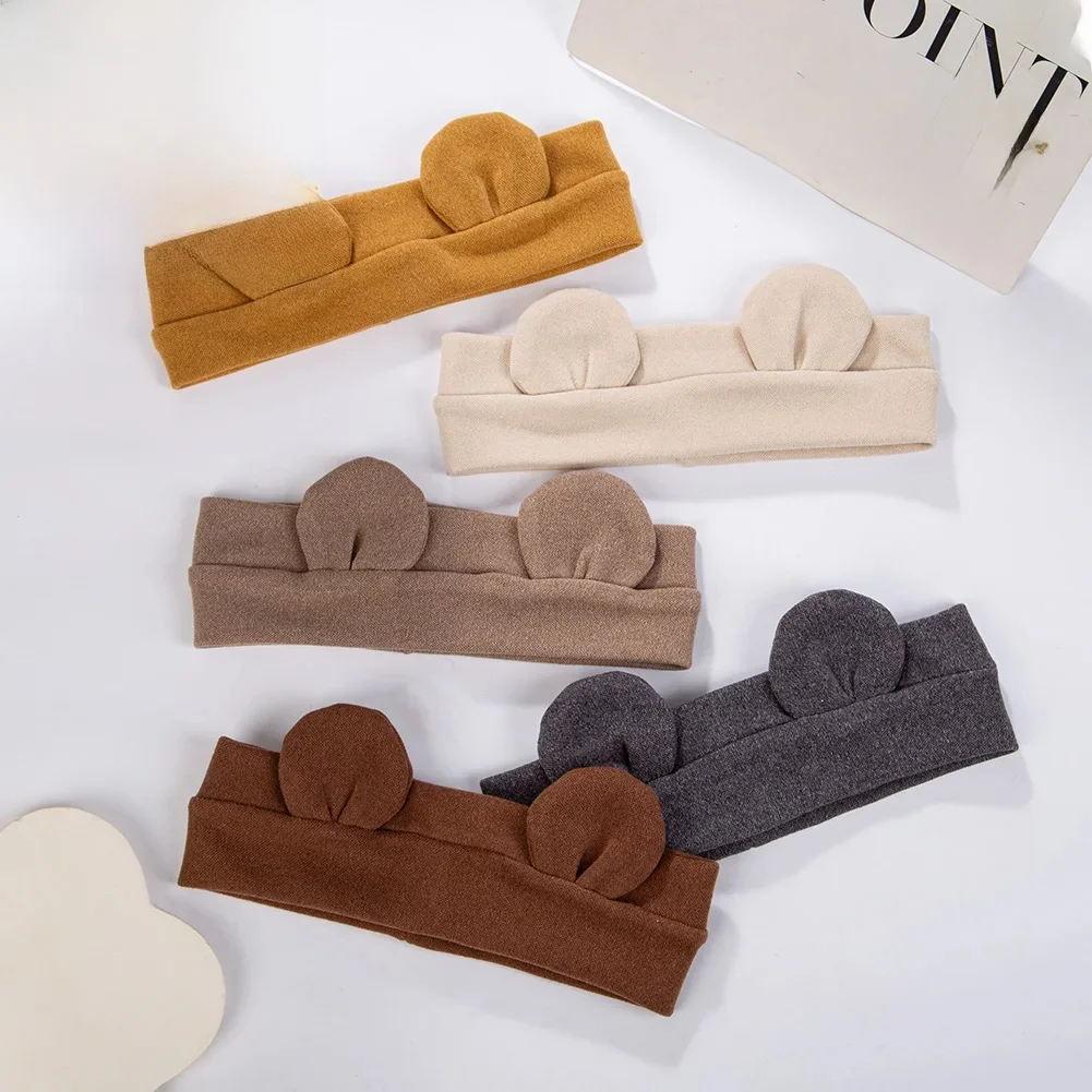 Mignon ours oreille bébé bandeaux coréen solide élastique bandeaux infantile garçons filles Hearwraps doux nouveau-né automne hiver Turban chapeaux