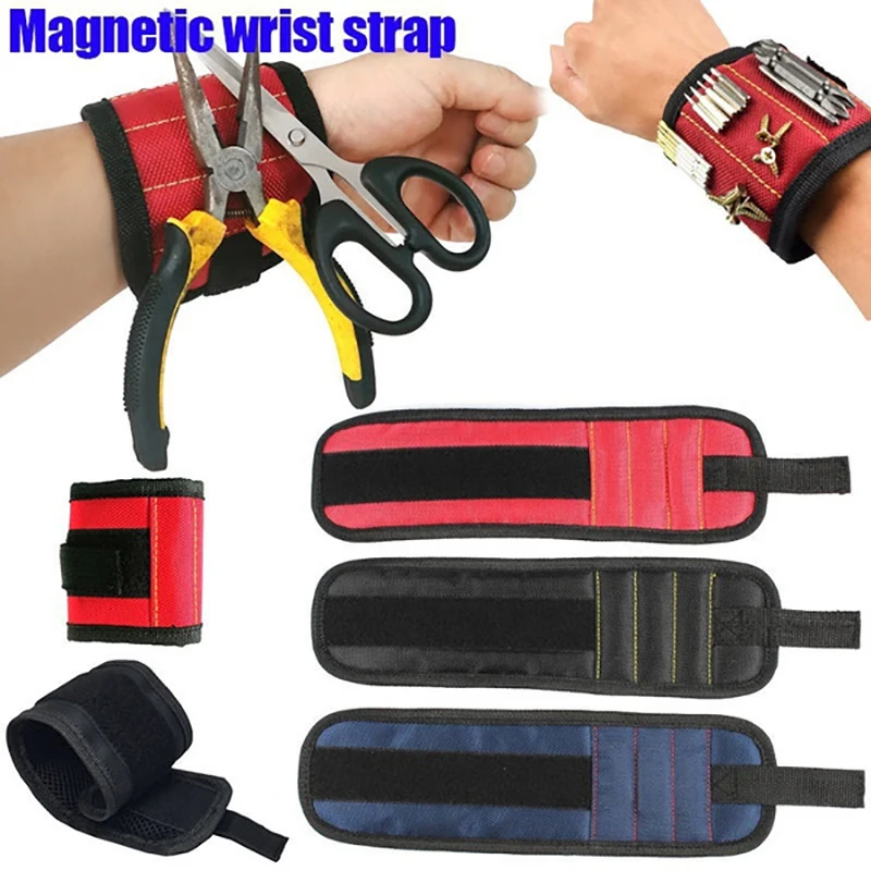 سوبر قوية سوار معصم مغناطيسي حقيبة أدوات ألومنيوم محمولة حقيبة مسمار براغي مثقاب الخشب طقم تصليح المنظم التخزين #5