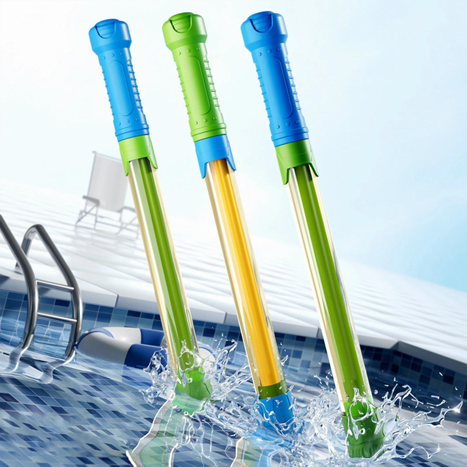 워터 소커 블래스터 조정 가능한 길이 수영장 장난감 경량 물 게임 어린이를위한 싸움 장난감 야외 뒷마당 여름 Poo