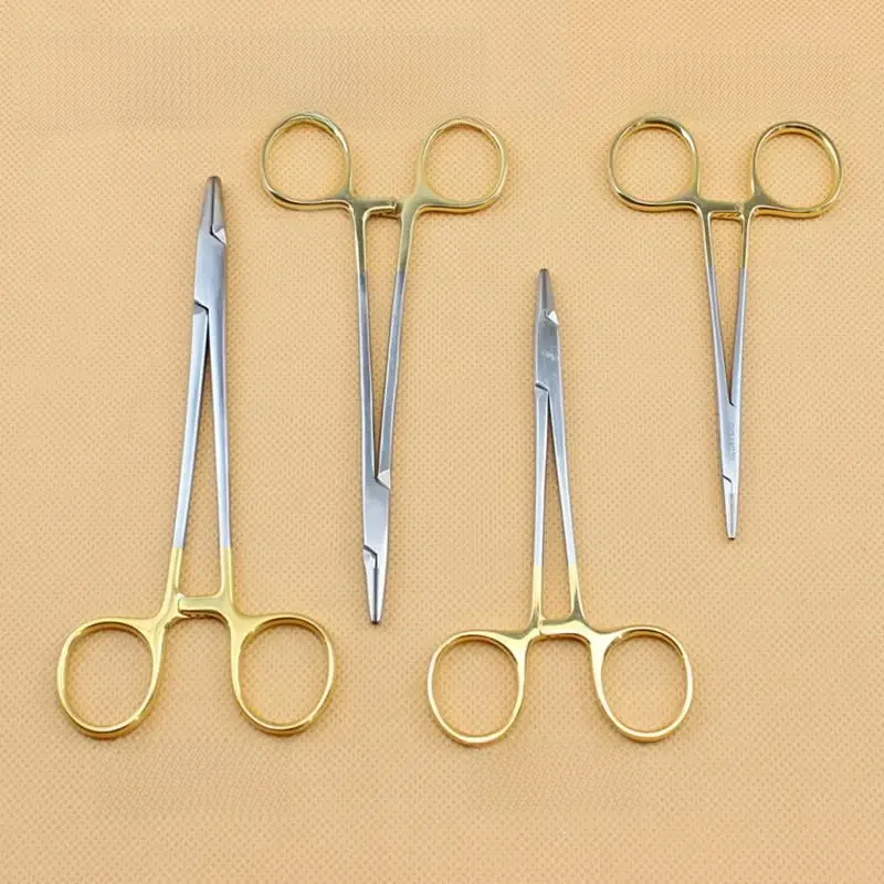 1PC Szczypce dentystyczne z uchwytem igłowym Głowica TC Niemiecki uchwyt wielokrotnego użytku ze stali nierdzewnej Pozłacany uchwyt Ortodontyczne kleszcze Chirurgiczny instrument — zdjęcie 2