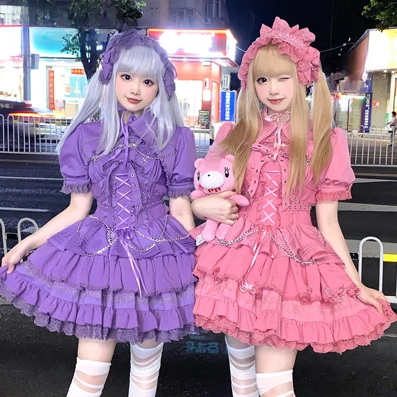 Gothic Korte Jurk Kleine Cape Originele Lolita Jurk Pak Meisje Vrouwen Hoge Taille Spaghetti Pettiskirt Jsk Jurk Jas Outfits - afbeelding 2