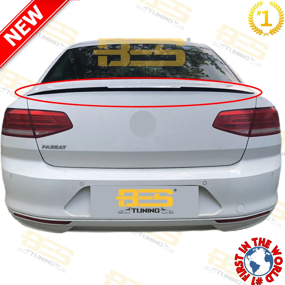 NEW Rear Trunk Bat Style Spoiler For Volkswagen Passat B8 Car Accessories Lip Plastic Glossy Black Wing ExterioSport Tuning