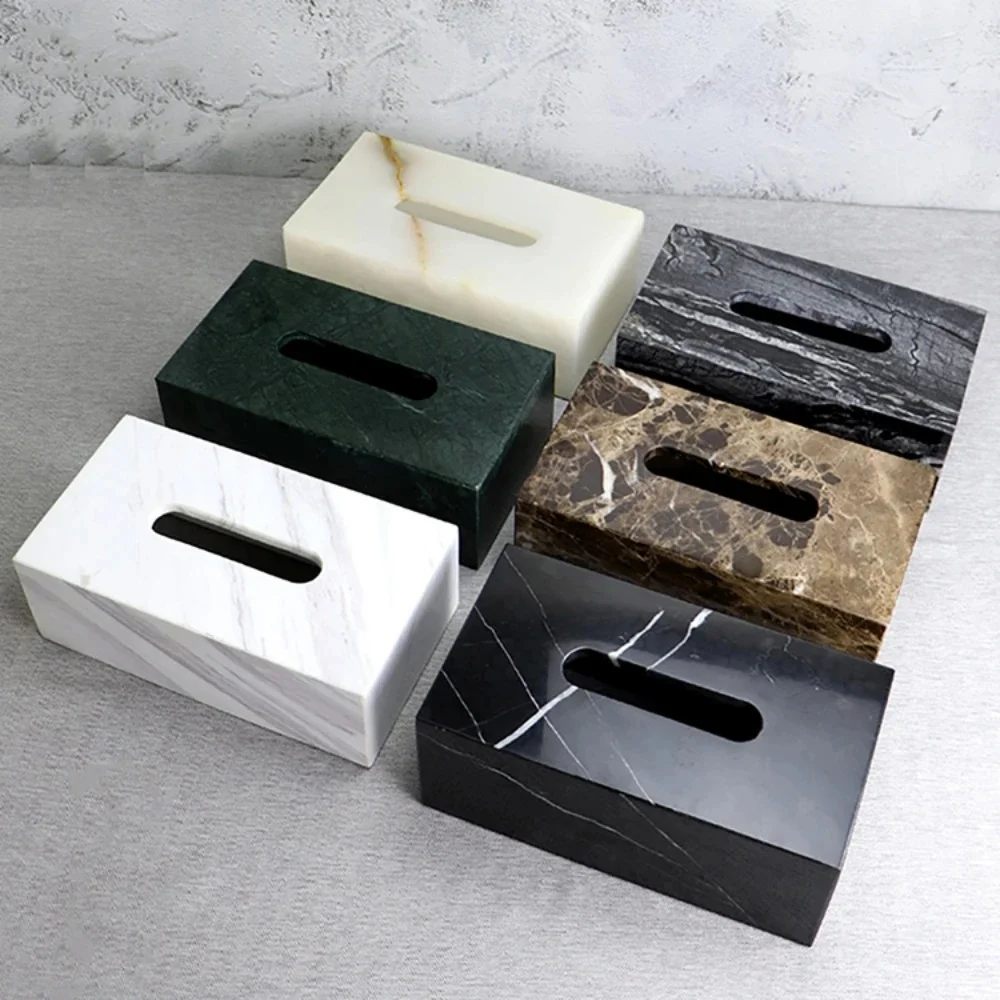 Factory Outlet 25X14X10Cm Cuboid Natuurlijke Marmeren Steen Grote Tissue Doos Opslag Organisatie Case