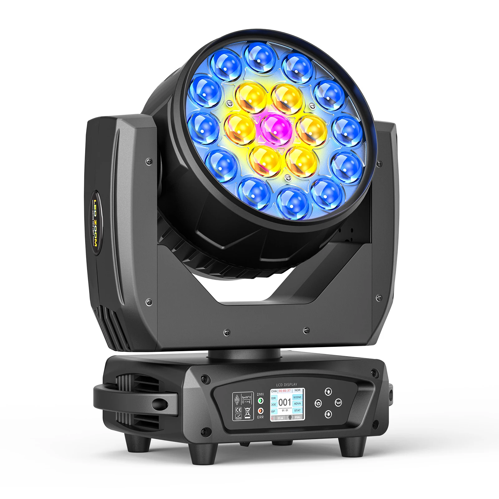 LeLeght 19*20W Moving Head Light Stage Lighting Effect 16/24CH DMX Control for Disco Nightclub KTV Bar Theater Shopping Mall
