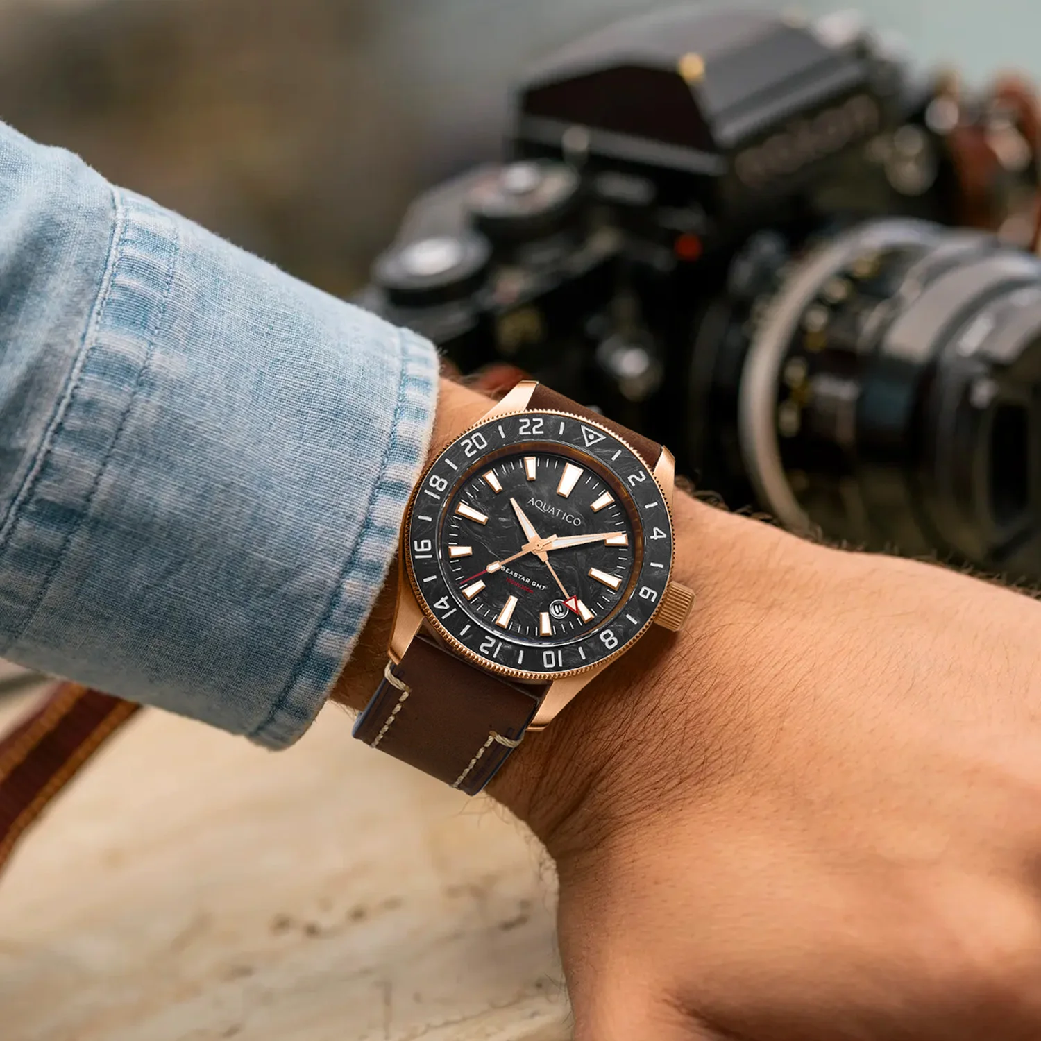 Bronze Sea Star GMT Black Carbon Figber Dial and Bezel Inlay