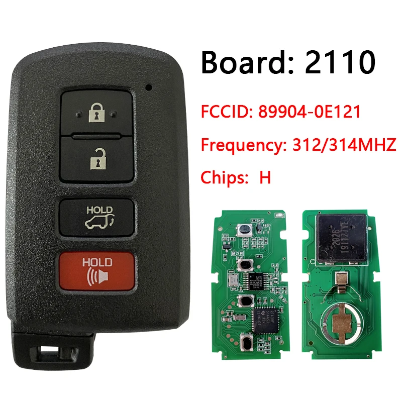 CN007157 For Toyota Highlander 2014-2019 4-Button Smart Key 89904-0E121 HYQ14FBA (AG Board 2110 ) 312/314Mhz H Chip