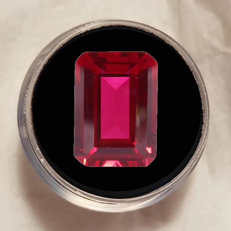 

Large Pretty Fluorescent Ruby Tested by UV Light Emerald Cut VVS Loose Gemstones for Jewelry Making DIY Gemstone Beads