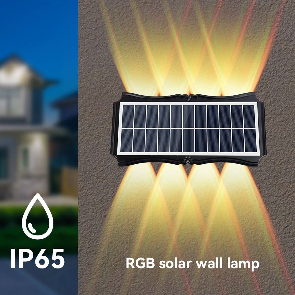 Solar wall washer light, wall light, outdoor garden garden landscape waterproof IP65, up and down luminous Optical lens