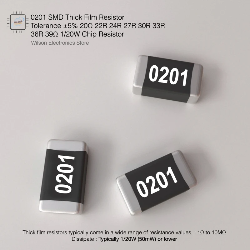 100 PCS/LOT 0201 SMD Chip Fixed Resistor with Tolerance ±5% 22Ω 22R 24R 27R 30R 33R 36R 39Ω 1/20W Film Resistor