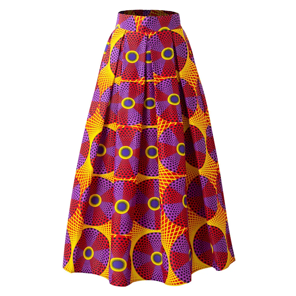 Fashion African Skirts For Women Long Maxi Skirt High Waist Elegant Ankara Print Skirt For Party