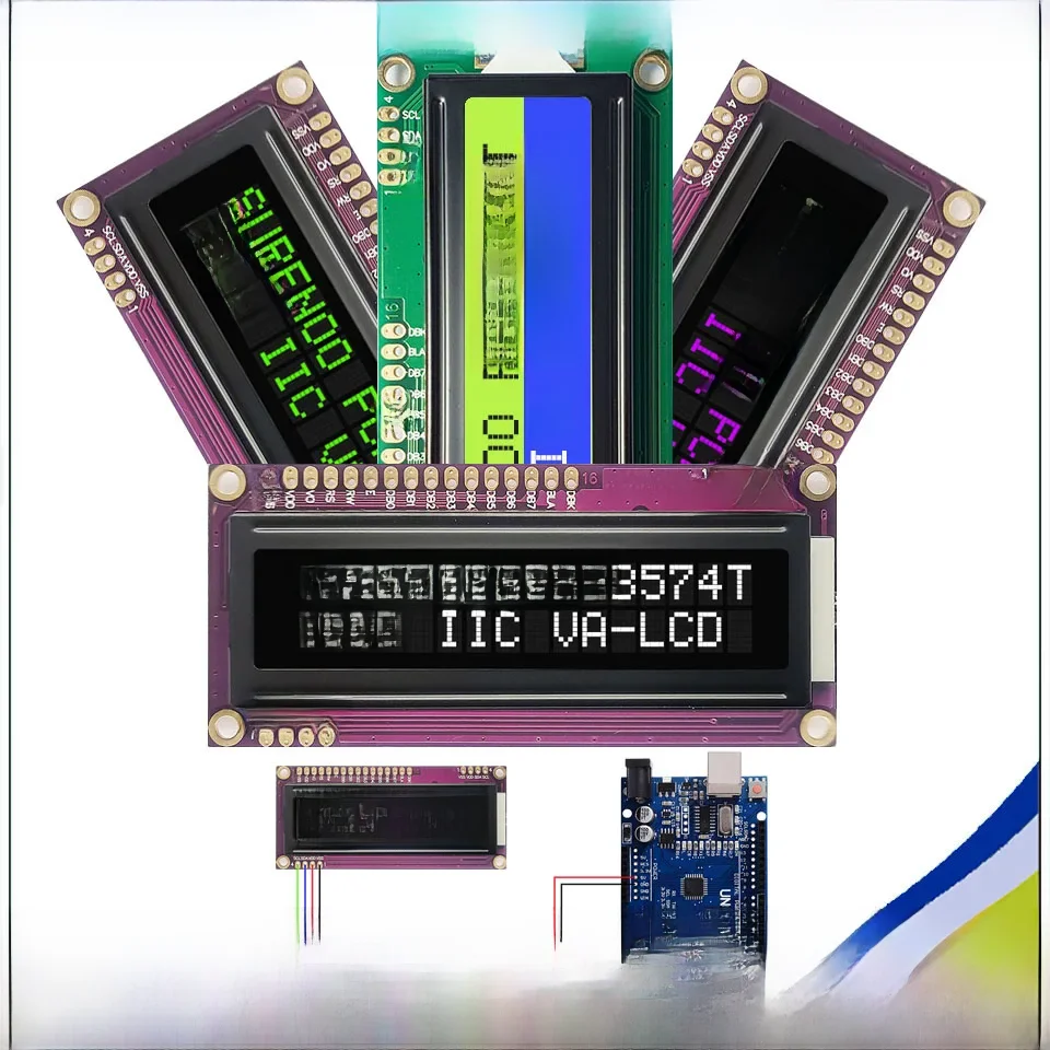 Surenoo PCF8574T PCF8574 IIC I2C 162 16X2 1602 Character LCD Module Display Screen Panel VA White Purple Green LED dla Arduino — zdjęcie 2