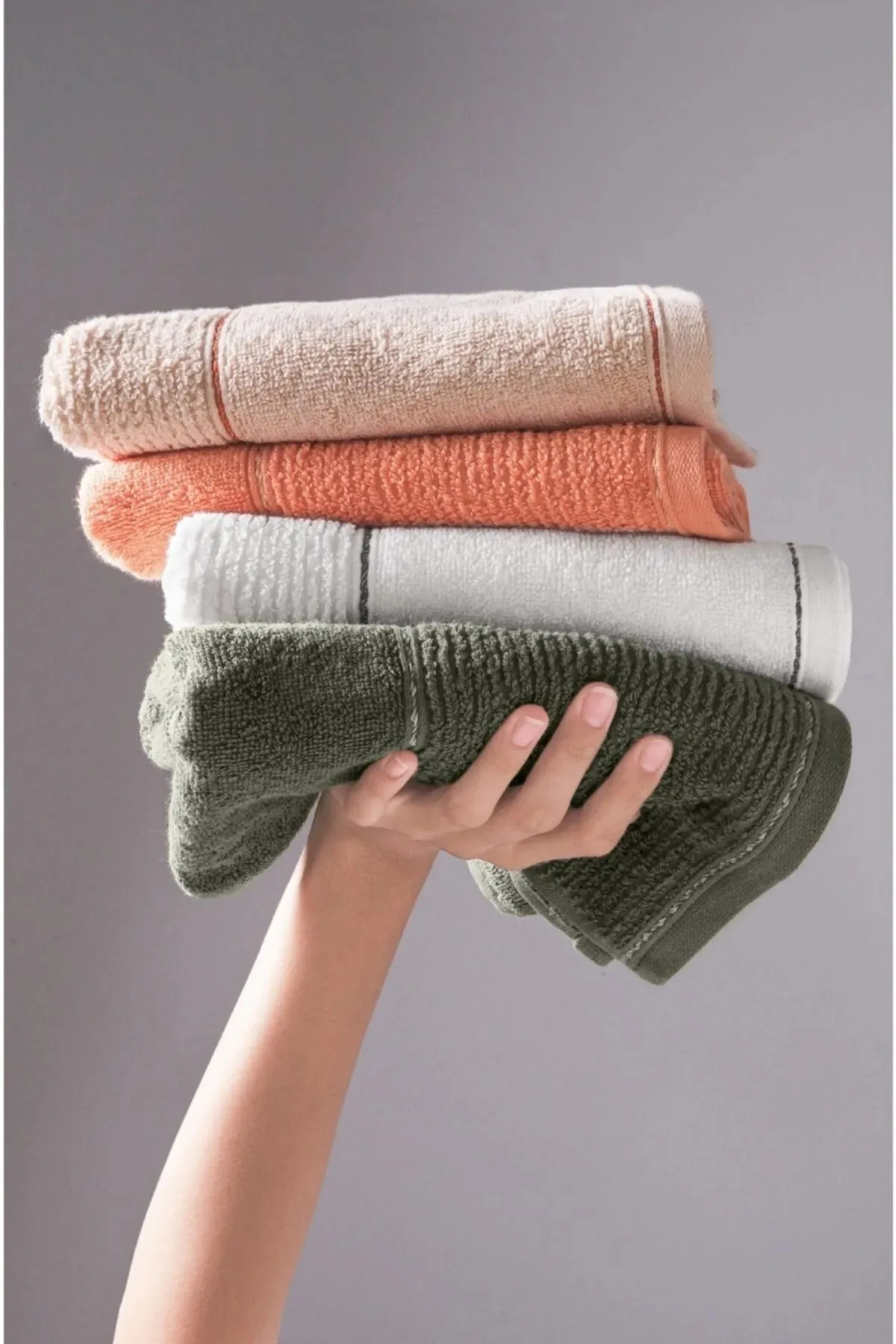 Carmine - Extra Soft Modern 100% Cotton 50X90 Cm. Hand / Face Towel Set. HIGH ABSORBENT.