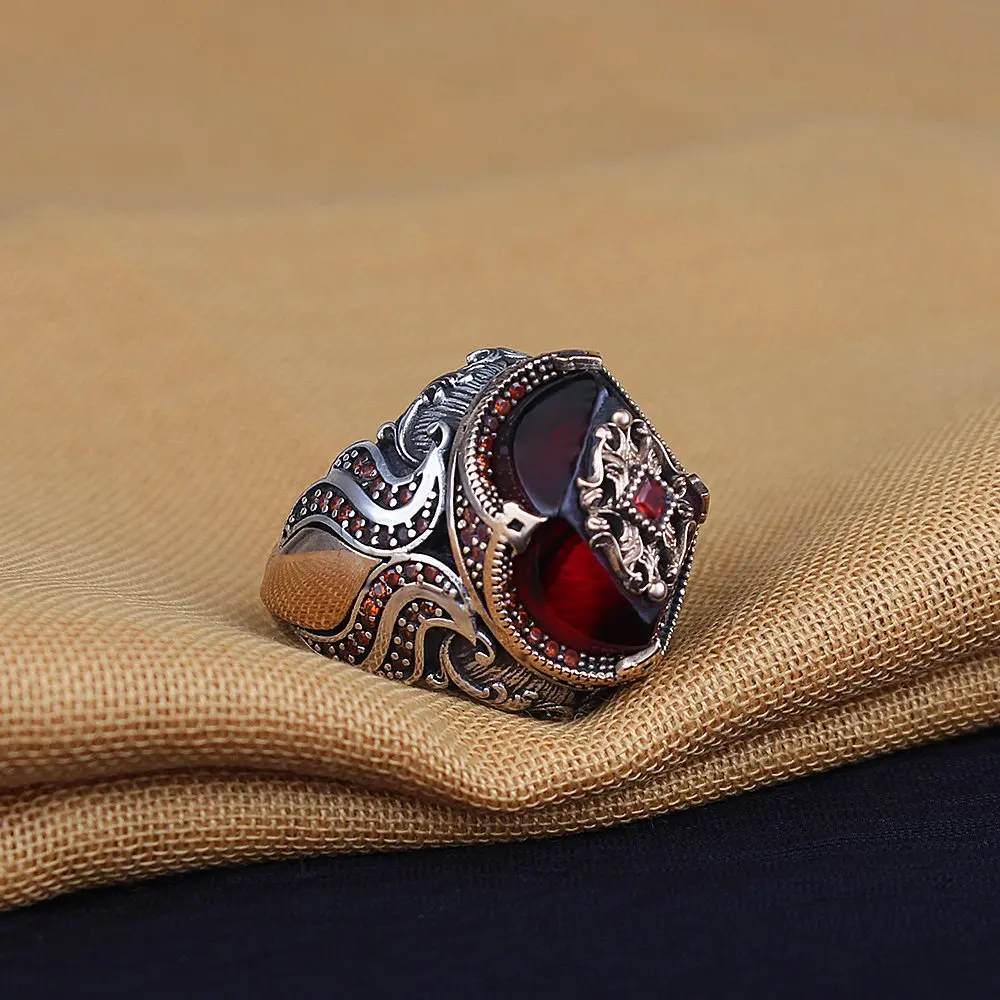 

Amber Gemstone 925 Sterling Silver Men 'S Ring for Men Gift Jewelry, Real Natural Stone, Made in Turkey, fashion Jewelry Accessory