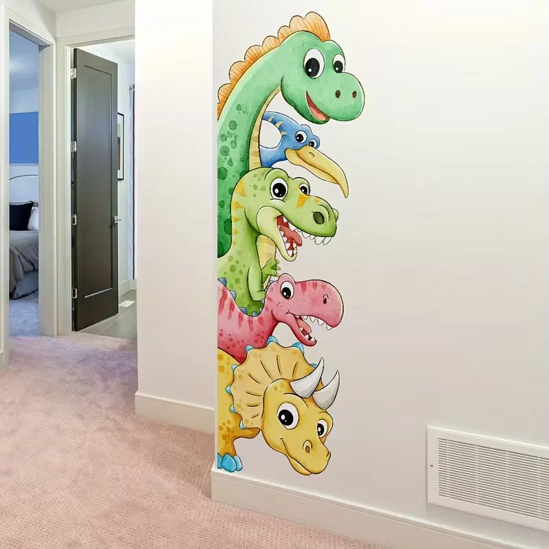 1Pc Hand-Painted Dinosaur Cartoon Wall Sticker, Self-Adhesive Pvc Home Decor DIY Sticker, Suitable for Study Room, Cabinet, Living Room, Bedroom, Dining Room, Bathroom, Entryway, Doors, Windows, and Wall Decals, Easily Create a Warm and Fun Space, a Creative and Thoughtful Gift for Family, Friends, and Loved Ones
