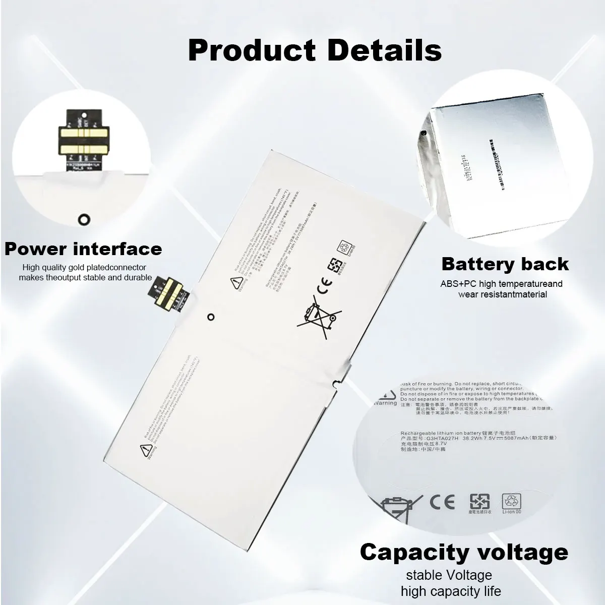 Imagem -03 - Dxt-bateria do Portátil para Microsoft Surface Pro 1724 12.3 7.5v 38.2wh 5087mah Ferramentas Gratuitas G3hta027h Dynr01 Novo