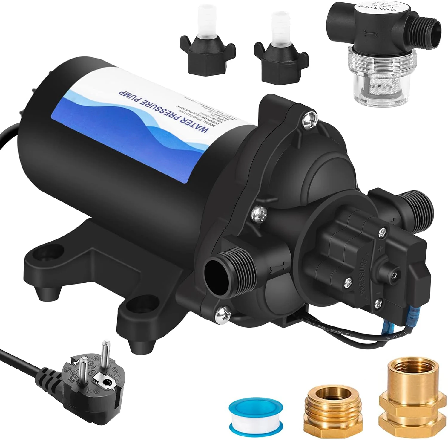 Pompa idraulica 220V, pompa a membrana per acqua, 15L/min, 50PSI, pompa booster nebulizzatrice ad alta pressione, automatica, autoadescante