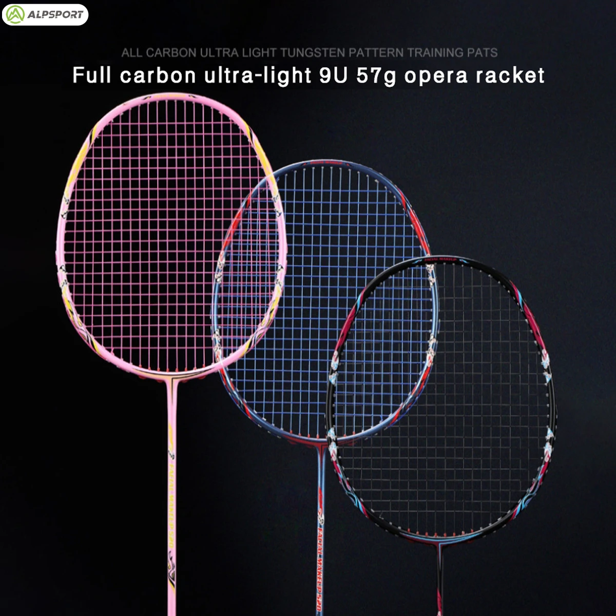 Alpsport LP Pro 9U/64g/G5 Max 35lbs 100% carbon fiber Double-sided Ultralight Badminton Racket (Includes bag and string)