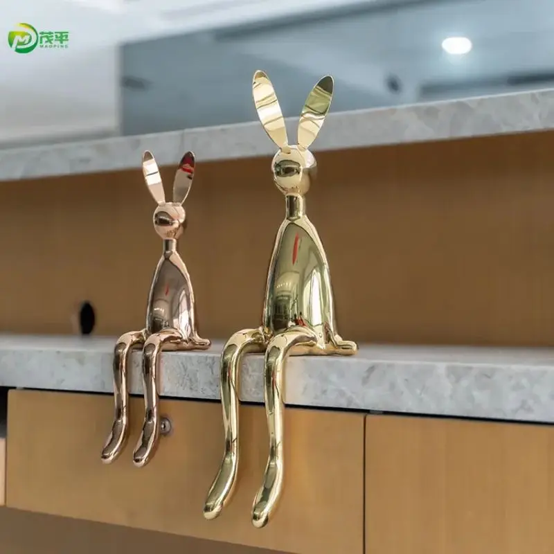 Sculpture de lapin en acier inoxydable, artisanat en métal de style moderne, décoration de jardin extérieur personnalisée, grossistes