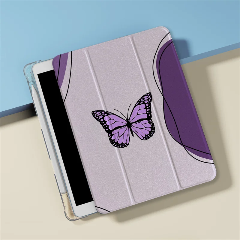 

Cute Purple Butterfly Tablet case for iPad Pro 11-inch Air 2024 10 5 6 7 8 10.2 9.7-inch Air3 10.5 iPad Air 5 4 10.9 Mini 6 5 4