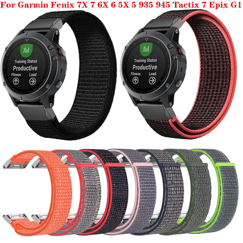 Bracelet de montre en nylon à dégagement rapide, 22mm, 26mm, compatible avec Garmin Fenix 6X 6 Pro Fenix 7X Fenix 7 Fenix 5X 5 3 3HR 935 945 EPIX