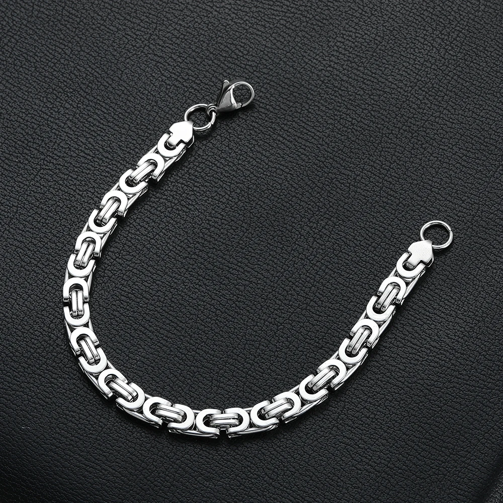 New Arrival Width 6MM 316L Stainless Steel Flat Imperial Chain Bracelet for Men Fashion Classic Party Accessories Birthday Gifts