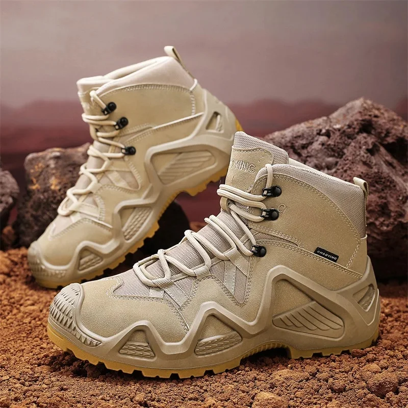 Hommes bottes tactiques armée bottes hommes militaire désert imperméable travail chaussures de sécurité escalade randonnée chaussures cheville hommes bottes de plein air