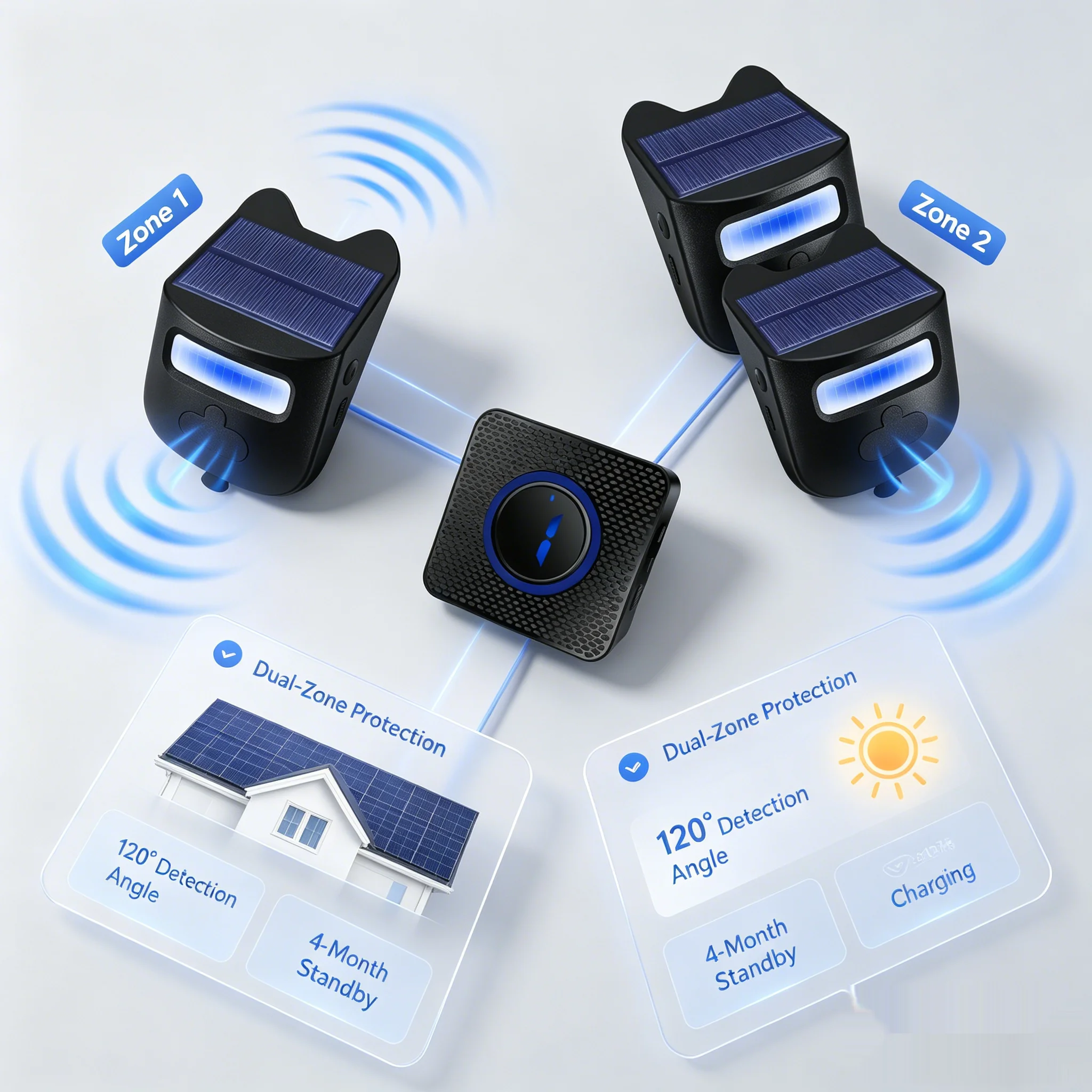 Driveway Alarms Wireless Outside Waterproof, Motion Sensor & Detector Alarm Outdoor, Solar Motion Detector Home Security Alert