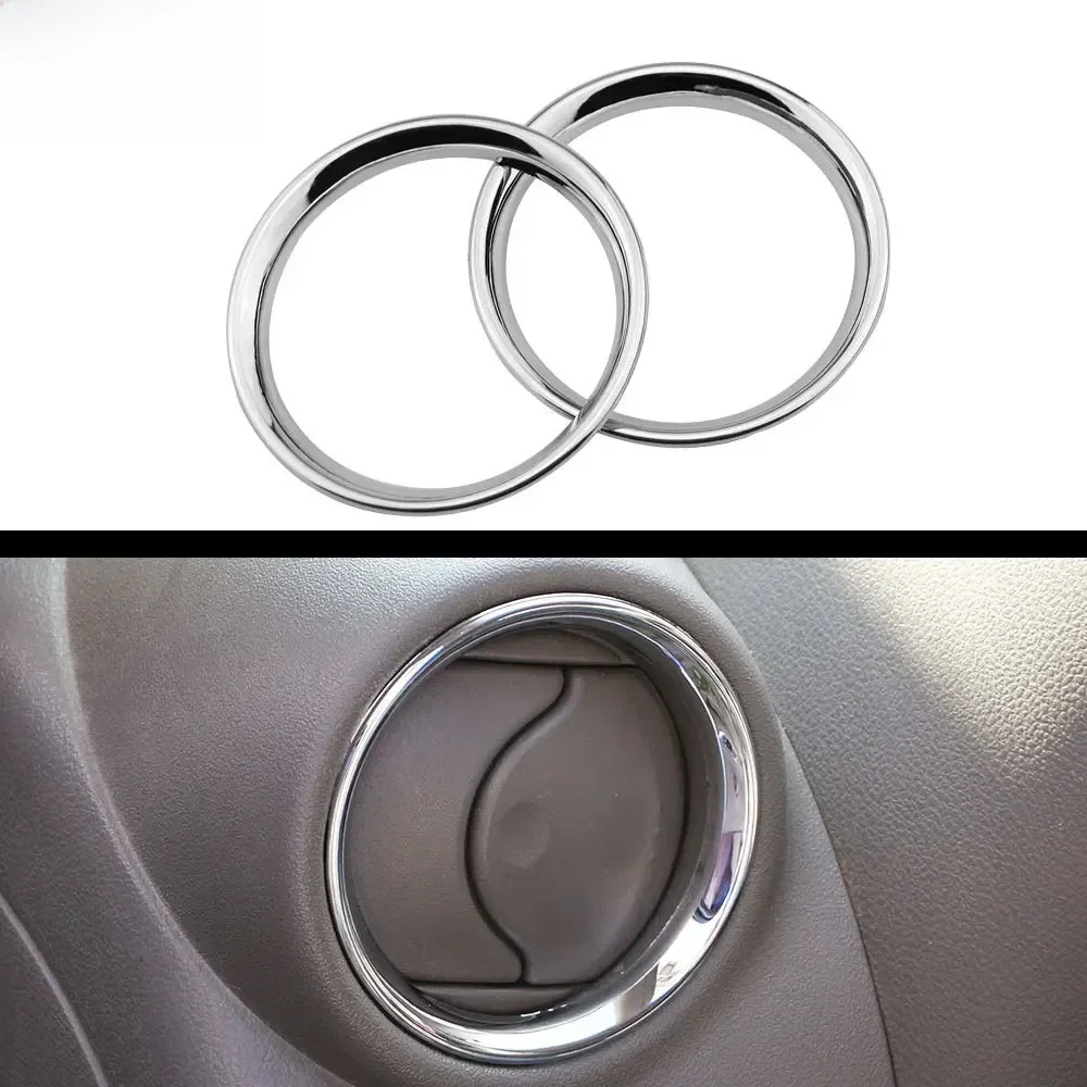 Osłona wylotu powietrza do Nissan Versa Almera Latio 2012 - 2015 2016 2017 Chromowana osłona pierścienia wentylacyjnego klimatyzacji Naklejka stylizacyjna samochodu — zdjęcie 2