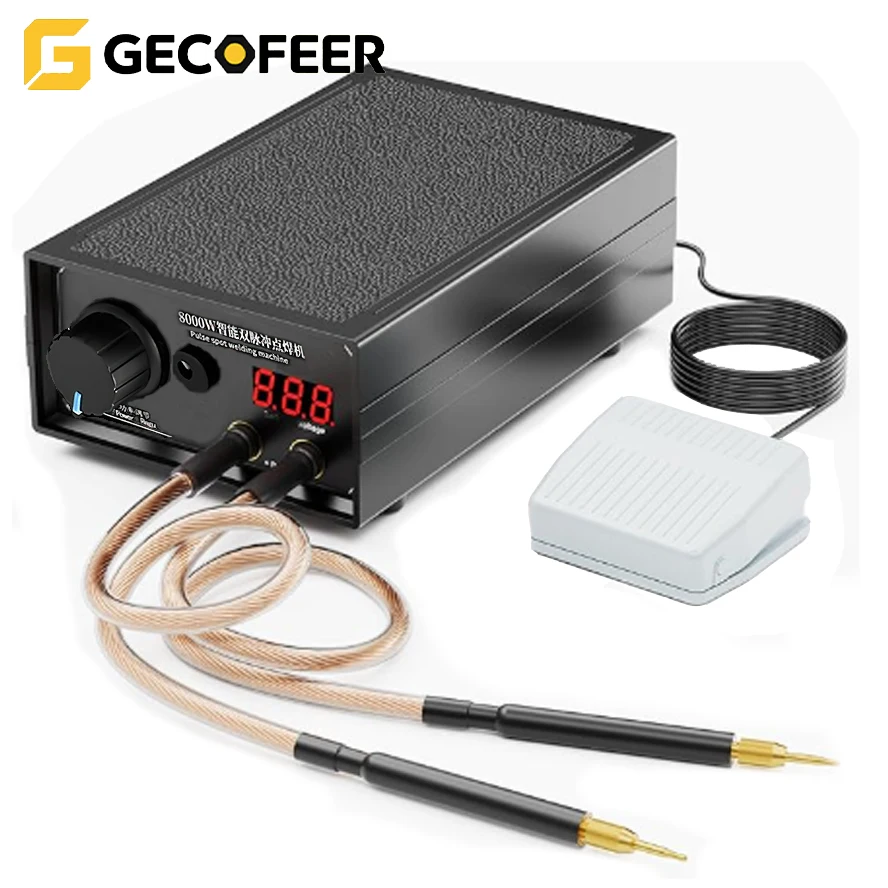 GECOFEER 8000W Battery Spot Welding Machine 0.3mm Spot Welder Adjustable Welders Portable Spot Welding Machine for 18650 Battery