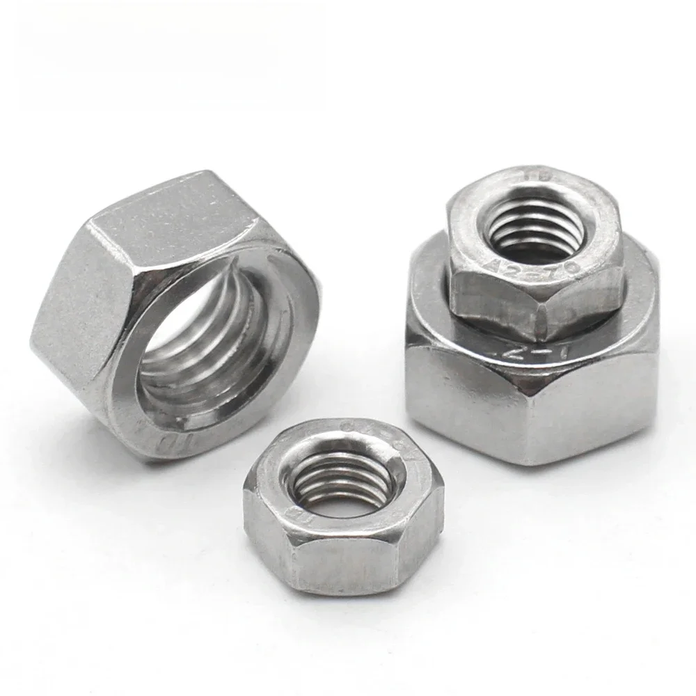 1/2/5/10/25/50/100 pièces A2-70 304 écrous hexagonaux hexagonaux en acier inoxydable M1 M1.2 M1.4 M1.6 M2 M2.5 M3 M4 M5 M6 M8 M10 M12 M16 M20 M24