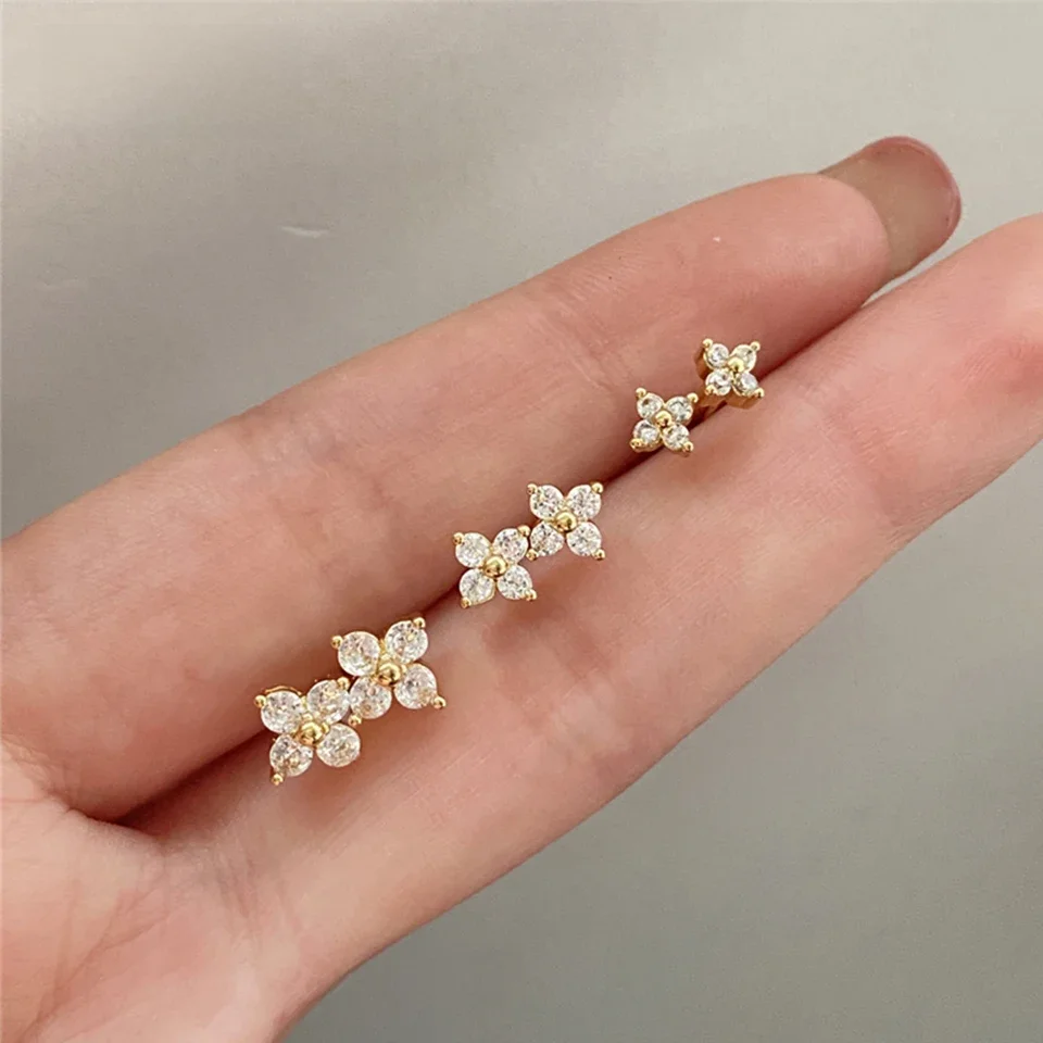 ZAKOL Fashion Small Flower Stud Earrings Minimalistyczne złote kolczyki do uszu Akcesoria dla kobiet i dziewcząt — zdjęcie 2