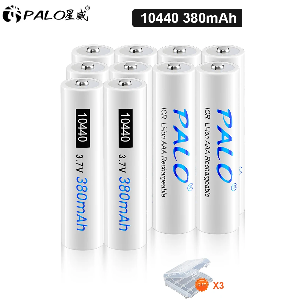 

PALO ICR10440 10440 Battery Rechargeable 3.7V AAA Li-ion Lithium Batteries For Flashlight Camera Remote Control Shaver Power