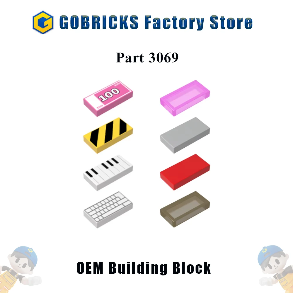 

Gobricks 10pcs 3069 Building Blocks Bricks Tile 1x2 Parts with Groove compatible 30070 Educational Creative Construction Toys