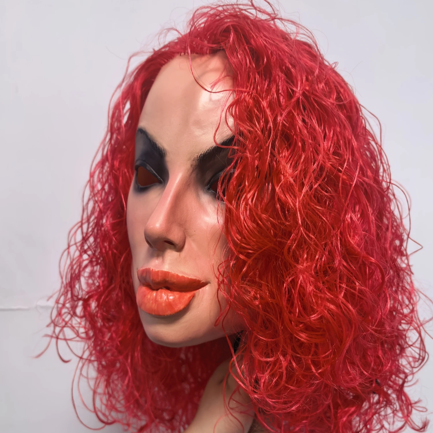 Unisxe Sexy Angelina Human Face Celebrity Mask Famous Actress Rubber Latex Realistic Young Girl Party Prop with Wig Accessory