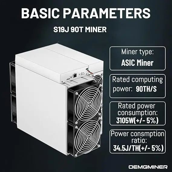 

NA КУПИТЬ 4 ПОЛУЧИ 2 БЕСПЛАТНО Новый Antminer S19 Bitmain Bitcoin Miner 90T 3105W В комплект входит блок питания Asic Mining SHA-256, оборудование от OEMGMINER (90T)